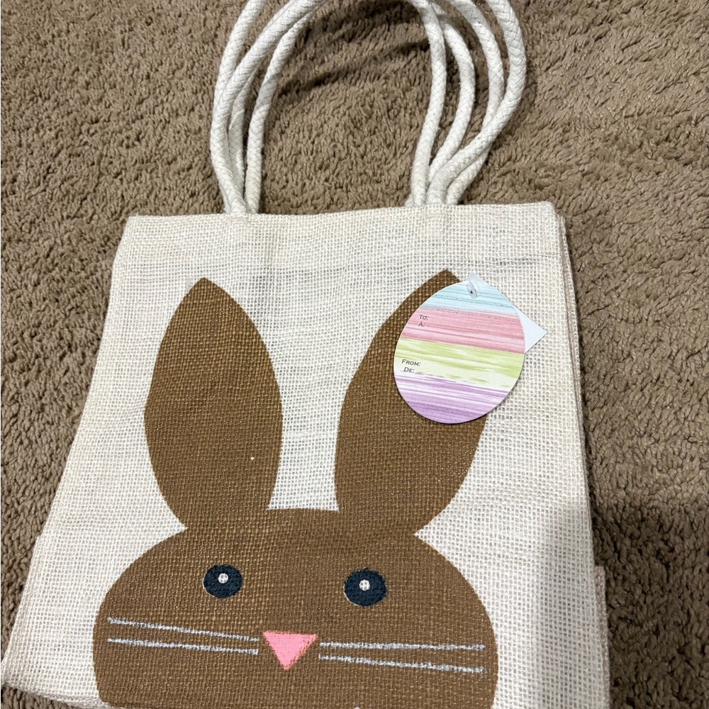 Bunny Jute Tote Bag